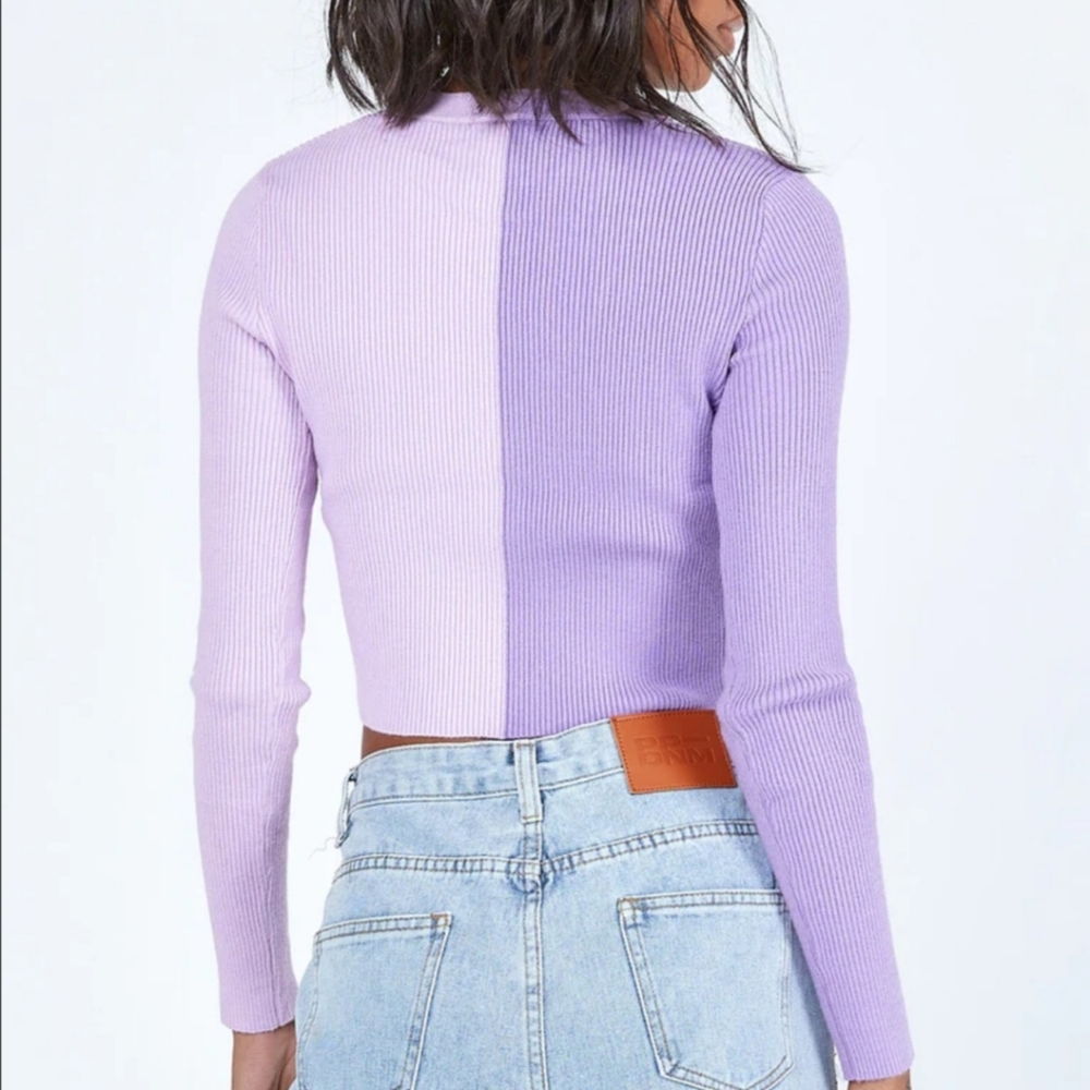 Pastel Lilac & Pink Colour Block Top - Picture 3 of 4